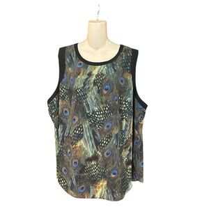 Investments Peacock Feather Print‎ Sleeveless Top
